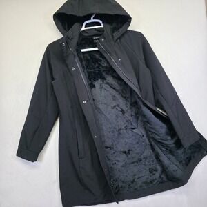Mondetta Outdoor Project‎ Parka Coat Womens M Black Faux Fur Lined Warm Longline